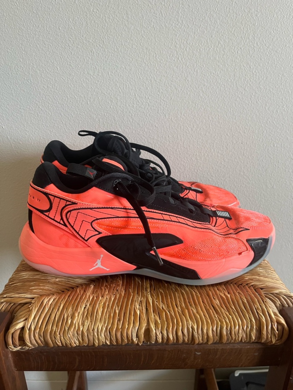 Jordan Men's Athletic Sneakers in Neon Coral and Black